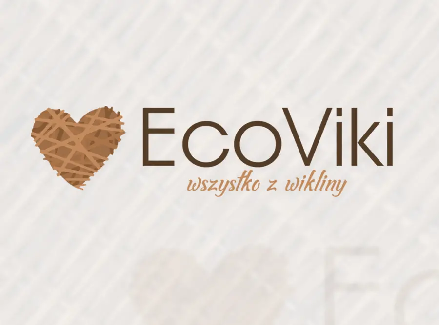 Logo firmy 'EcoViki' na jasnym, wzorzystym tle